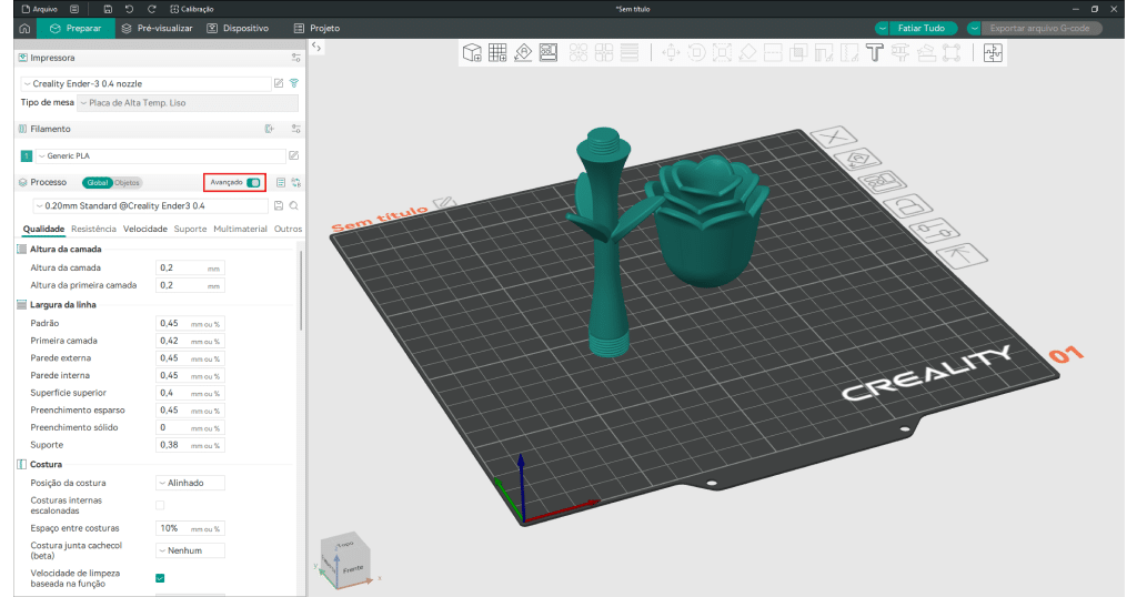 Interface do Orca Slicer
